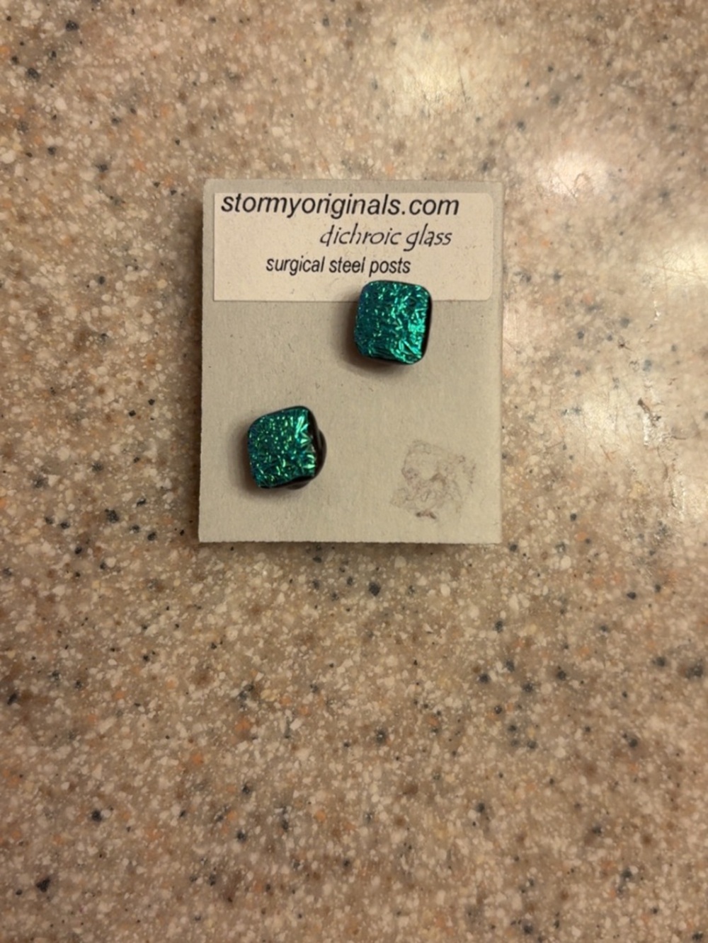 stormyoriginals Teal Dichroic Glass Stud Earrings